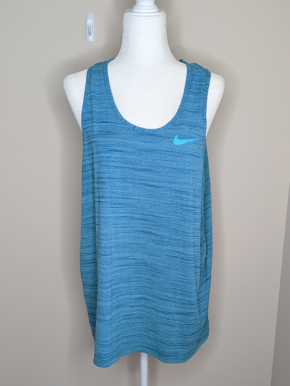 Nike Blue Heathered Racerback Tank with Aqua Swoosh